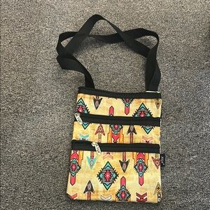 Yellow and Red Crossbody Bag with Tribal Design